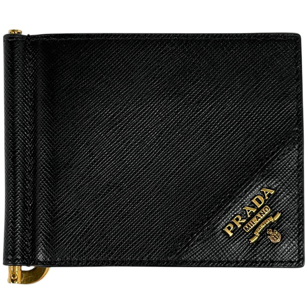 Prada bi fold wallet Card Case Wallet money clip leather Nero black
